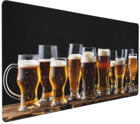 Gaming Tapis de Souris Verre à bière, Grand Tapis de Souris XXL 1600x800x3 mm, Tapis Souris pour Clavier et Bureau, avec Bords Surpiqués et Dos Antidérapant, for Gamer Gaming Accessoire E-779