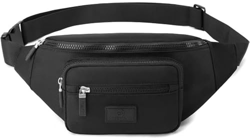 Bumbags for Ladies Bum Bag Fanny Pack Men Women Waist Pack Lightweight Adjustable for Running Walking Hiking Jogging (Black)