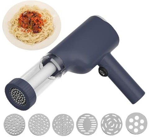 Machine électrique Idiyappam et pâtes - Presse à pâtes portable sans fil - Machine à pâtes automatique 6 en 1 - Outils de cuisine polyvalents pour Idiyappam, pâtes et nouilles maison（Blanc）