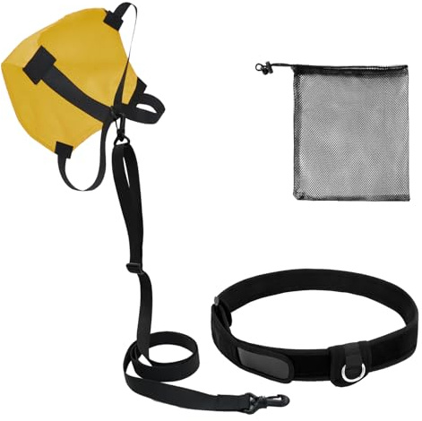 UCEDER Swim Parachute Resistance Training Set, Adjustable Swim Belt with Drag Parachute for Strength & Endurance,Swimming Resistance Training Equipment(Yellow)