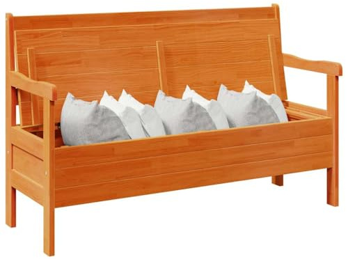 vidaXL Bank Outdoor Braun 119 x 44 x 76 cm Massives Kiefernholz, Garten und Terrasse, Moderne Outdoor-Sitzgelegenheit, langlebige Gartenbank, wetterfeste Balkonmöbel zum Entspannen