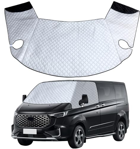 VexNook Windschutzscheibenabdeckung für Ford Transit Custom12-22 – Frontscheibenabdeckung Premium 2-lagige Baumwolle für Ganzjährigen Schutz, UV-Reflexion und gegen Sonne, Schnee und EIS
