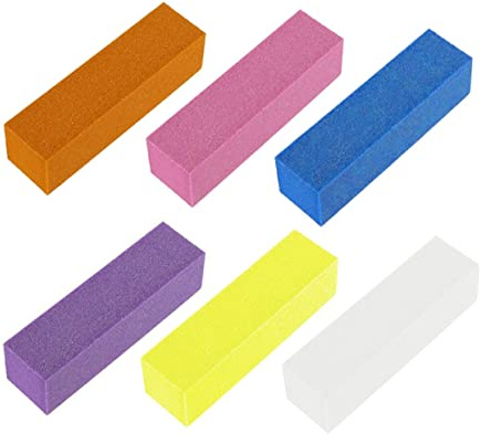 Lima Pulidora de Uñas para Manicura 10 Piezas de Esponja | Bloque para Lijar, Diseño Caras, Lavable, Uso en Casa o Profesional, Color Aleatorio