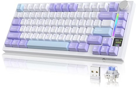 YINDIAO Attack Shark X820 Ultra Gasket Clavier Mécanique avec écran TFT et Knob, Disposition ANSI 75%, 2,4GHz/BT/Filaire, 5 Mousses Insonorisantes, Hot-Swap, pour PC, Mac (Violet, Shark Switch)
