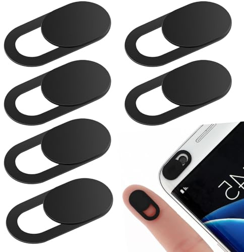 Ezranova Lot de 6 caches de webcam ultra fins pour webcam, curseur noir pour ordinateur portable, tablette et smartphone
