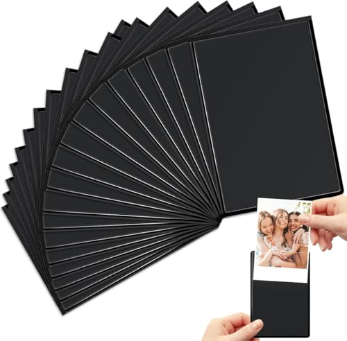 JNEYVIC 20 Pcs Mini Marcos de Fotos Magnéticos para Nevera Imanes Personalizados Transparentes 9.25 x 6.3 cm, Fundas para Decoración de Pared de Fotos instantánea, Mural Fotográfico y Collage Moderno | Funda magnética para fotos, pequeño marco de fotos magnético para fotos, tarjetas postales (negro)