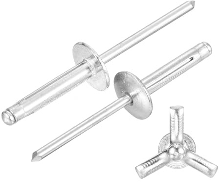 QUARKZMAN 50 Stück Blindnieten 5/32x3/4 Aluminium Großkopf Blechnieten Großflansch Tri Grip Nieten Für DIY Blech Autoreparaturen Möbel Marineboote (Silber)