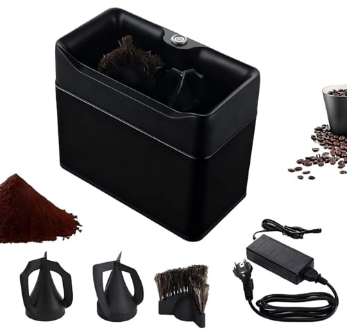 DowPie Machine de Nettoyage Automatique de Porte-Filtre, Nettoyeur électrique de Marc de café avec 2 racleurs et 1 tête de Brosse, 58 mm, 3 Modes de Montage Black