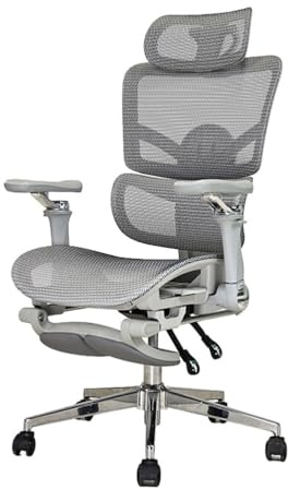 Ergonomisk mesh-kontorsstol med fotstöd, hög rygg mesh-spelstol med svankstöd, justerbart nackstöd och armstöd för hemmakontorsstol