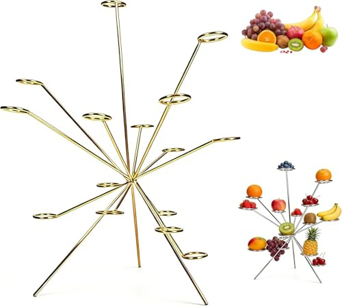 Piatto di frutta che esplode, fuochi d'artificio sul tavolo da pranzo, espositore di frutta galleggiante artistico, supporto per frutta multi-braccio a 360°, la ventilazione mantiene fresco, scultura