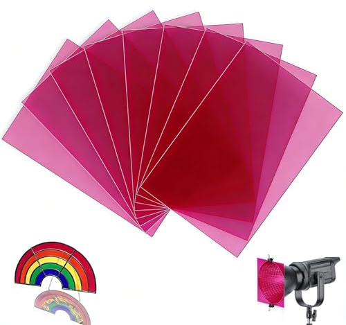 mawmuaw 8 stycken lampfolie magenta, värmebeständig färgfolie för LED-lampor och studioblixt, A4-färgfilter färgkorrigering, folie magenta transparent, färgfolie gel för foto, video och gör-det-själv