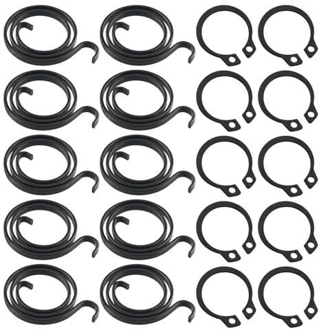 MR BAEQ Lot de 10 Ressorts de Poignée de Porte avec 10 Circlips, Kit de Réparation pour Serrure Interne, Universel pour Maison et Bureau, Bobine de Rechange 2.5 Tours, Noir