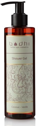 BODHI® Duschgel Kokos und Vanille 250 ml, mit exotischem Duft und purem Vanille-extrakt, 98% natürlich & vegan