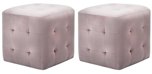 vidaXL 2X Nachttisch Sitzhocker Fußhocker Fußbank Sitzwürfel Nachtschrank Nachtkommode Nachtkonsole Telefontisch Rosa 30x30x30cm Samtstoff