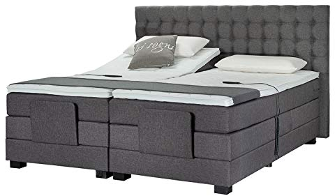 Betten Jumbo Motor-Boxspringbett 180x200 cm mit 7-Zonen TFK Härtegrad H3 und Visco-Topper | Farbe Anthrazit | div. Größen verfügbar