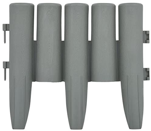 vidaXL 36x Rasenkante Garten Beetumrandung Beeteinfassung Palisade Beetbegrenzung Beet Einfassung Beetzaun Gartenpalisade Grau 10m PP