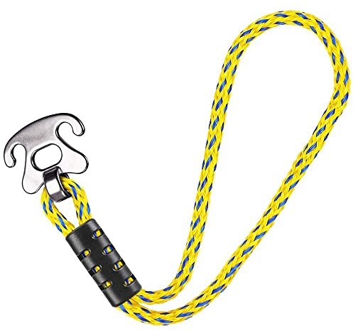 SELEWARE Boat Tow Rope Quick Connector, 18 Inch, Yellow, Stainless Steel Connector, 6000 lb Tension, Water Skiing, Tubing