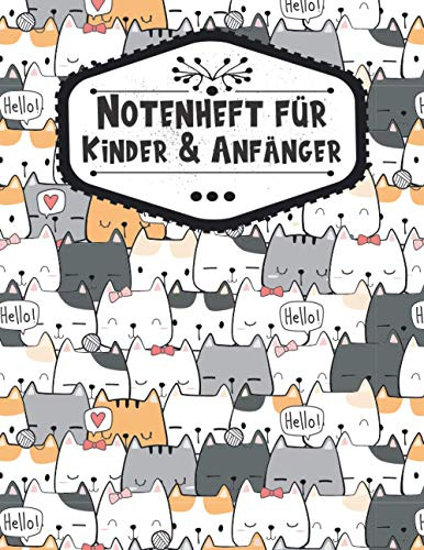Notenheft für Kinder & Anfänger: Blanko Musik Notizbuch, Notenheft Din A4 hoch, 12 Notensysteme pro Seite, geschenke für musiker, 100 Seiten, großes A4-Format (21,59 x 27,94 cm), Hochglanzcover