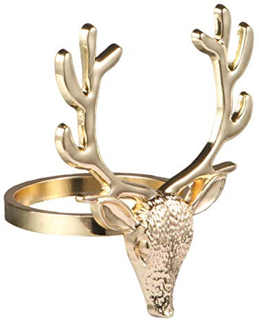 VALICLUD 4Er Set Weihnachten Serviettenringe Rentier Kopf Serviettenhalter Goldene Elch Dekoration Für Festliche Tische