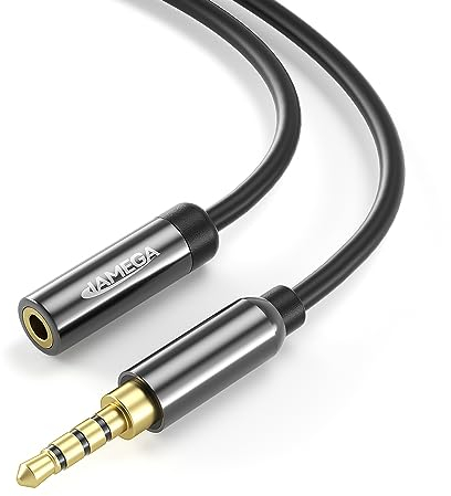 JAMEGA - 0,5m Aux Verlängerung 4 Polig TRRS 3.5mm Klinke Mikrofon Kopfhörer Verlängerung Kabel Headset Verlängerungskabel Stereo Audio Klinkenkabel mit 24K Vergoldete Kontakte