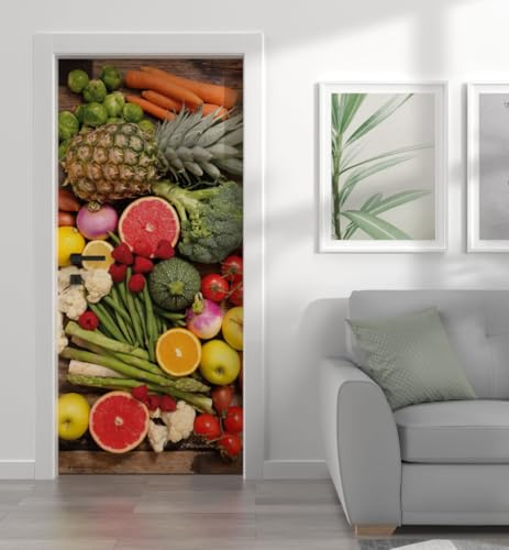 MyMaxxi Türtapete selbstklebend - Einteilige Türfolie 90x200 cm - Motiv: Obst Gemüse Türklebefolie zum verschönern & bekleben der Tür - Türaufkleber aus Klebefolie