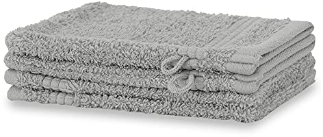 Merana Rome Juego de manoplas de baño, absorbentes, suaves y sin pelusas, guantes de baño de rizo en calidad de lujo de algodón pesado 590 g/m² (gris dolfín, 4 x 15 x 20 cm)
