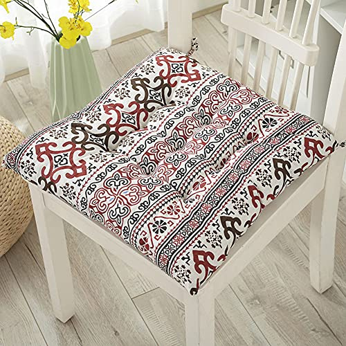 Set of 4 Dining Chair Cushions with Ties Seat Pad Garden Office Chair Cushion Colourful Chair Seat Pads Comfortable Non-Slip Square Chair Pads for Indoor Outdoor Kitchen Living Room Garden Patio