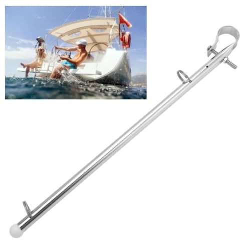 VBESTLIFE 40 cm Bootsfahnenmast, Praktisches Polier-Edelstahl-Schienenmontage-Marine-Yacht-Flaggenmast-Hardware-Zubehör