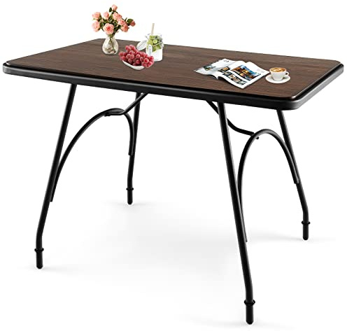 GIANTEX Tavolo Salvaspazio, Tavolo Richiudibile con Poggiapiedi Regolabili, Tavolo da Cucina con Telaio in Tubo di Ferro, Texture Vulcaniche, 110x70x76,5 cm