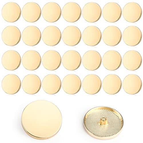 30 Stück 25 mm Metallknöpfe, Metall-Flachknöpfe, Legierung, Schaftknopf, runde Nähschnalle, Hemdknöpfe für Frauen, Anzug, Wollmantel, Hemd, Hosen, Nähen, DIY, Handwerk, Kleidung, Zubehör – Gold