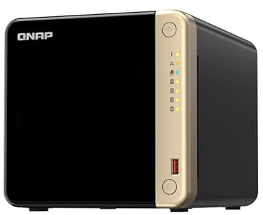 QNAP TS-464 (4G) 4 bahías NAS (procesador Intel® Celeron® N5095 de cuatro núcleos ráfagas de hasta 2,9 GHz, 2,5 GbE) 16 TB con 4 discos duros WD RED Plus de 4 TB