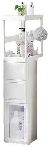 JATIBOSH Badezimmerschrank Badezimmer Toilettenpapier Aufbewahrungsschrank Aufbewahrungsschrank mit Türen Schublade, Boden freistehender Schrank, schmaler Hochschrank für Badezimmer, Wohnzimmer,