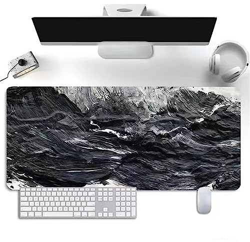 Gaming Mauspad Schwarz-Weiß-Szenerie, XXL Gaming Mauspads 47,2x23,6x0,12 Zoll Verlängertes Großes Mauspad Schreibtischauflage, rutschfeste Gummibasis Einfach Zu Reinigen für Gamer/Desktop/Büro/Zuhause