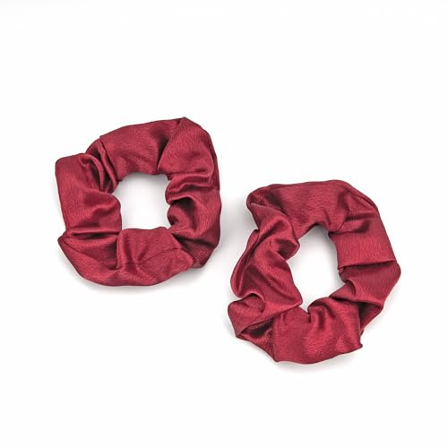 Scrunchies för kvinnor, Scrunchies i mjukt silke, Premium Satin Scrunchie hästsvanshållare, hårsnoddar för kvinnor, elastiska hårsnoddar för långt fint och tjockt lockigt hår flickor (Röd)