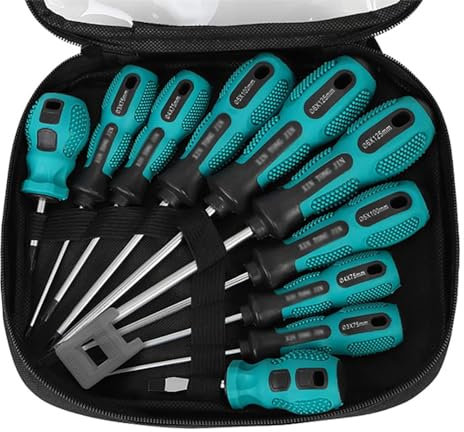 TsoLay Juego De Destornilladores Phillips, Kit De Destornilladores Planos De 10 Piezas con Estuche De Almacenamiento Y Magnetizador, Que Incluye 5 Phillips/5 Planos, Fácil De Transportar Y Duradero