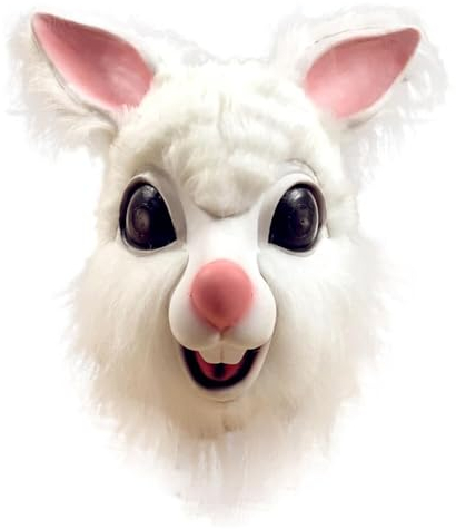 PARTY DISCOUNT NEU Plüsch-Halbmaske Bunny/Hase, weiß