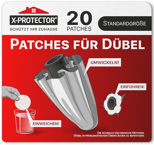 X-Protector Dübel Reparatur Set - 20 Stück Standardgröße - Patch für Dübel | Wand Reparieren Set - Drywall Reparaturpads - Wandanker Pads um sie an Ort und Stelle zu halten!