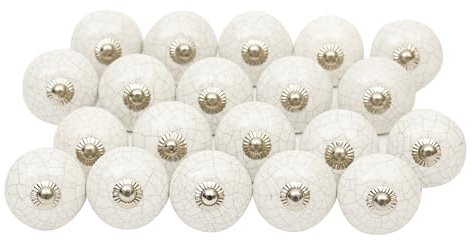 SHYAMVUN Set of 12 Ceramic Knobs for Drawers – Hand Painted Vintage Cupboard, Drawer & Door Handles for Kitchen, Bathroom, Bedroom Furniture – Decorative Pottery Pulls, Handmade Cabinet Knob Set