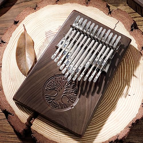 LVYUDS Kalimba-Set Aus Massivem Holz, Daumenklavier Aus Schwarzem Walnussholz, Finger Klavier Mit Koffer Und Tonabnehmerset (Size : B-Tuned 24 keys)