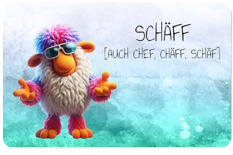 Melifestyle Vesperbrettchen Frühstücksbrettchen mit Spruch lustig Schäff Chef Schaf Boss Geschenk Arbeitskollegen Familie Freunde
