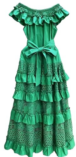 UIOKLMJH Femmes Dentelle Sexy Longue Maxi Fête Robes De Bal Volants De Soirée Slash Cou Une Ligne Robes EN8 L