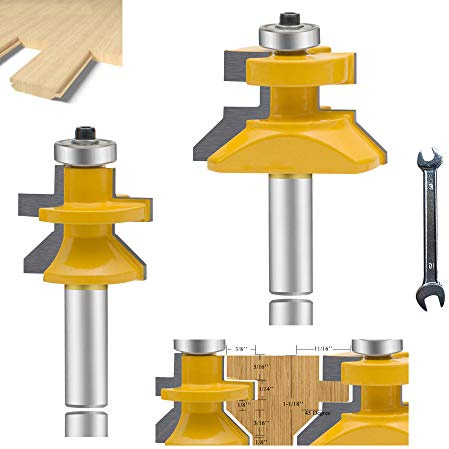 MAYLINE 1/2 Inch Shank Router Bit Set, Architectural Tongue Groove Rail Stile Milling Cutter, Wood Cabinet CNC Cutting Router Bits Sets Tool for Door Table Shelves DIY Woodwork(Gold)