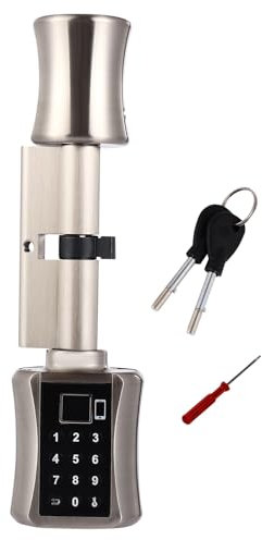 WindWilder Elektrisch Intelligentes Türschloss, Elektronisches Schließzylinder Türschloss mit Fingerabdruckerkennung, Passwort, Schlüssel und APP Fernbedienung, Silber (Nicht Enthalten Batterie)