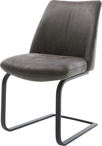 DELIFE Schwingstuhl Elso-Flex Freischwinger flach Schwarz Mikrofaser Anthrazit Vintage Taschenfederkern