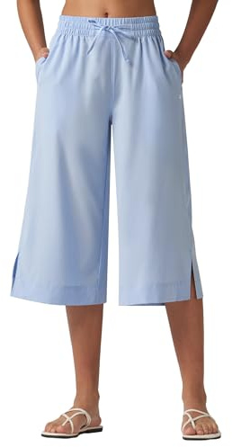 WILLIT Caprihose Damen Sommer Badehose Capri Hosen Weite Freizeithose Sporthose Beach Board Schwimmen Badeanzug Schnelltrocknend Leicht UPF50+ Taschen Hellblau L