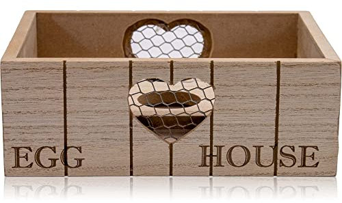 Maison Des Cadeaux 6 Egg Capacity Egg Holder Basket Egg Tray Storage Box Organizer, Farmhouse General Store Egg House Hut