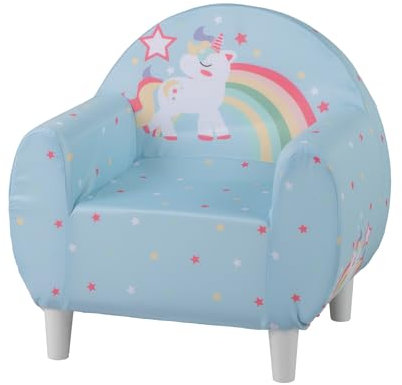 GOPLUS Kindersofa Unicorn, Kindersessel mit Atmungsaktivem Stoff & Hochdichtem Schaum, Spielsofa gepolstert für Jungen und Mädchen ab 3 Jahren, Belastung 50 kg, 55 x 41 x 54 cm (Blau)
