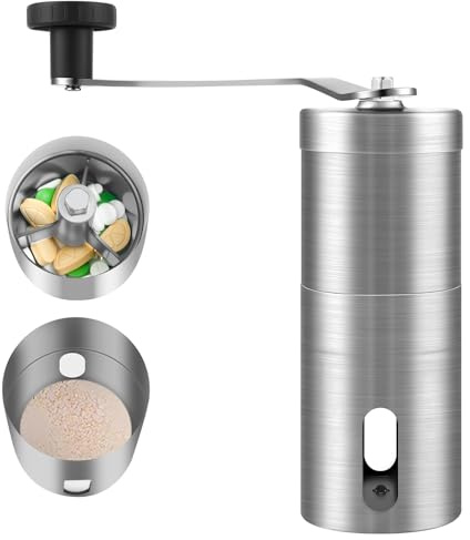 Fefod Triturador de Pastillas, Pulverizador de Tableta Acero Inoxidable, Molinillo de Pastillas Manual con Compartimento de Almacenamiento, Molinillo de Tabletas para Ayudar Los Niños Tomar Medicament