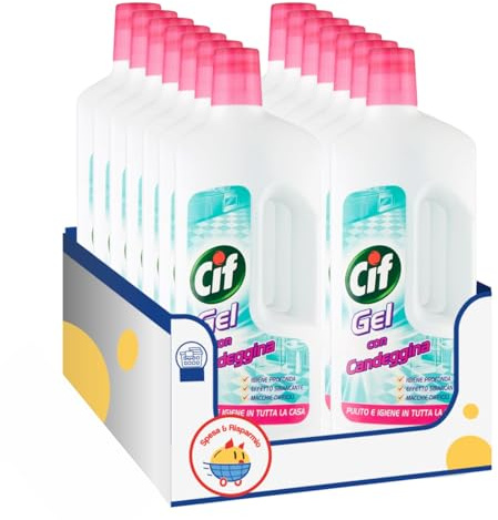Gel Detergente con Candeggina – Pulizia Profonda Igienizzante – 750 ml – Variazioni 4/8/12 Pezzi (12)