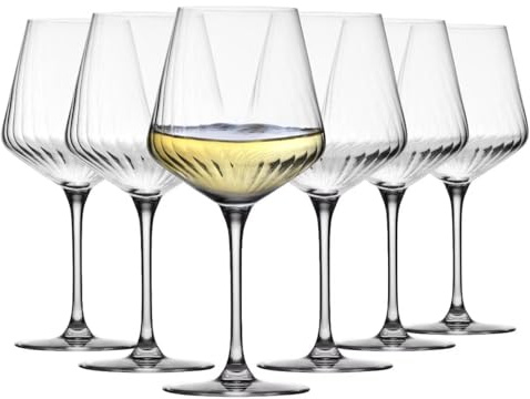 Krosno Copas De Vino Chardonnay Set De 6 – 460ml, Capacidad Total 560ml – LUMI Cristal Para Vinos Blancos Y Tintos Ligeros – Elegantes – Aptas Para Lavavajillas